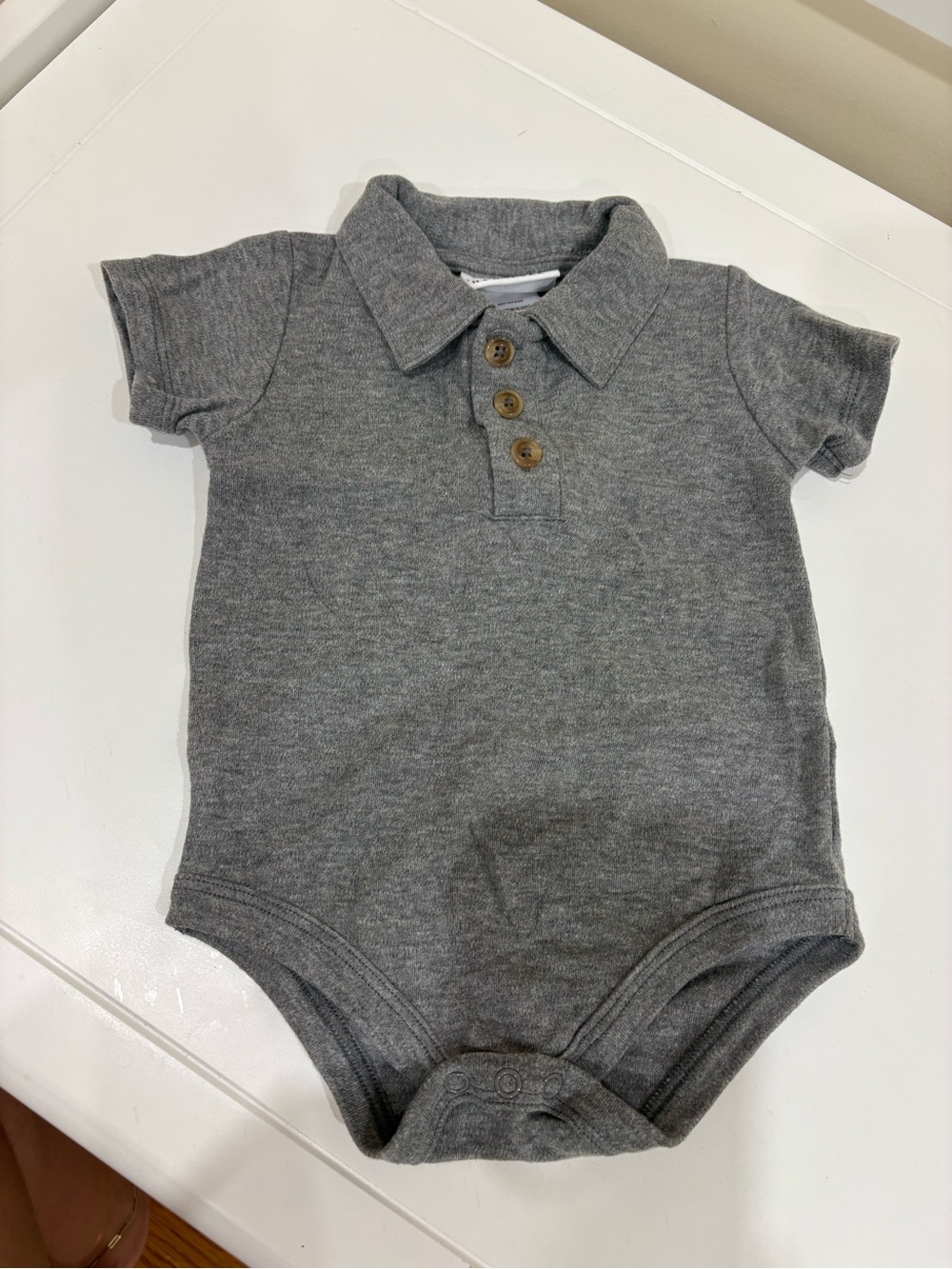 Nicole Miller Grey Polo-Style Baby One-Piece Bodysuit